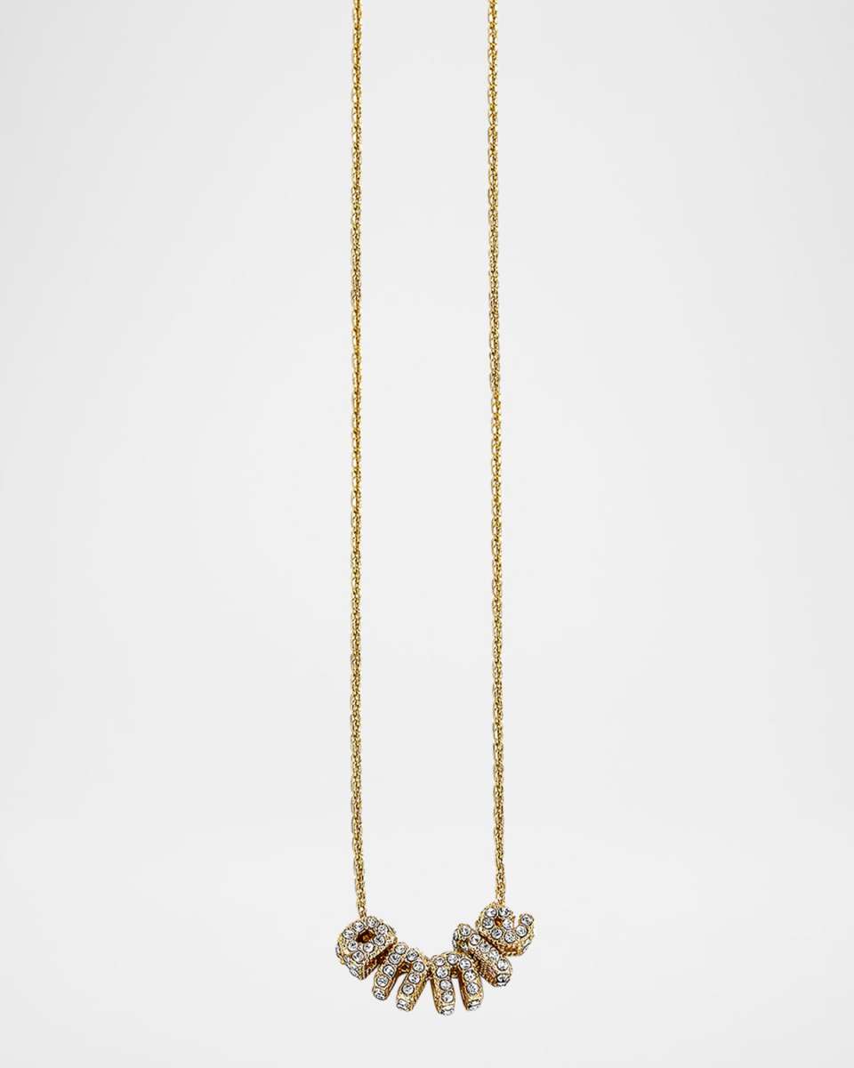 Small Gold Pave Custom Bubble Letter Necklace